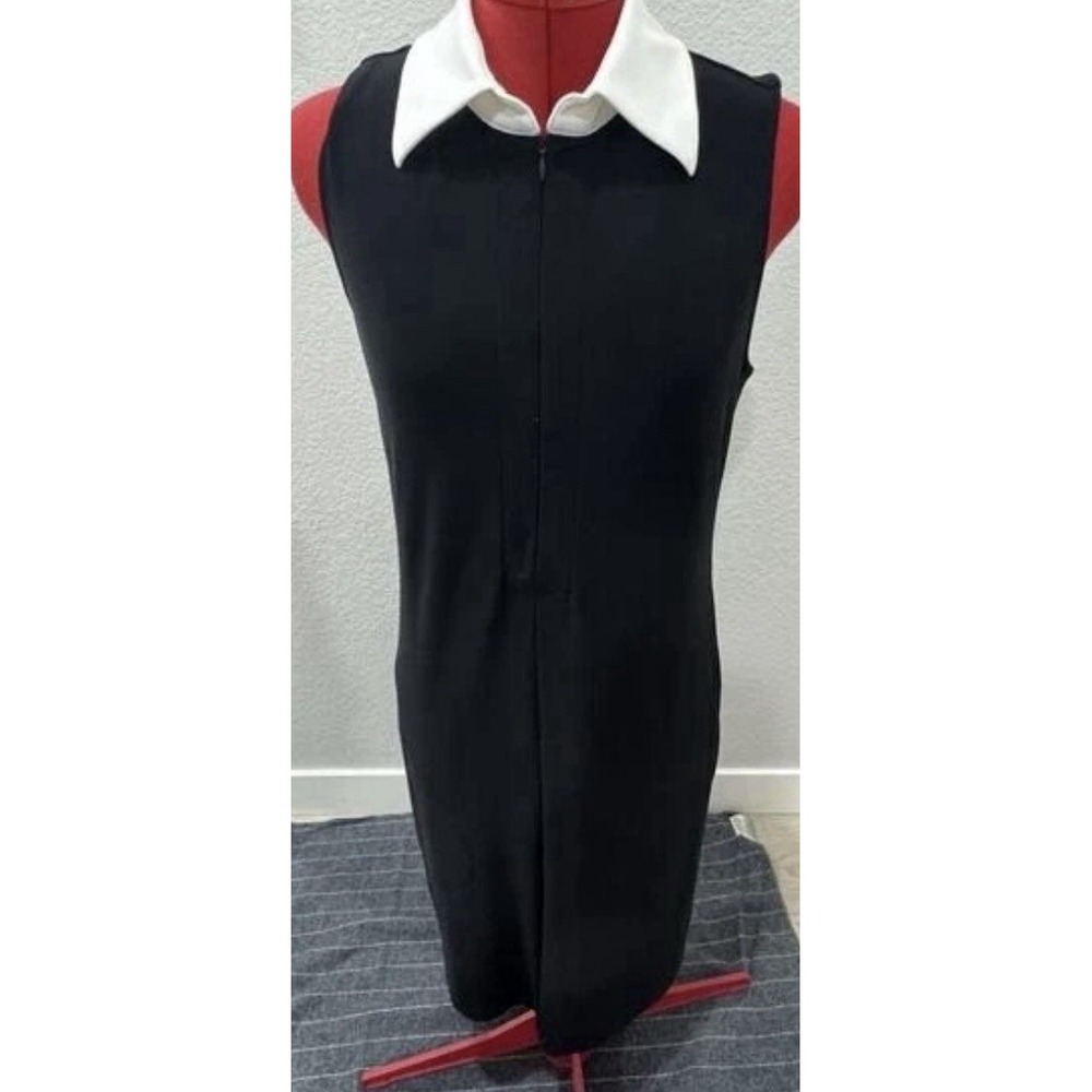 Kamalikulture Sleeveless‎ Sheath Dress Black White Collar Stretch Size S